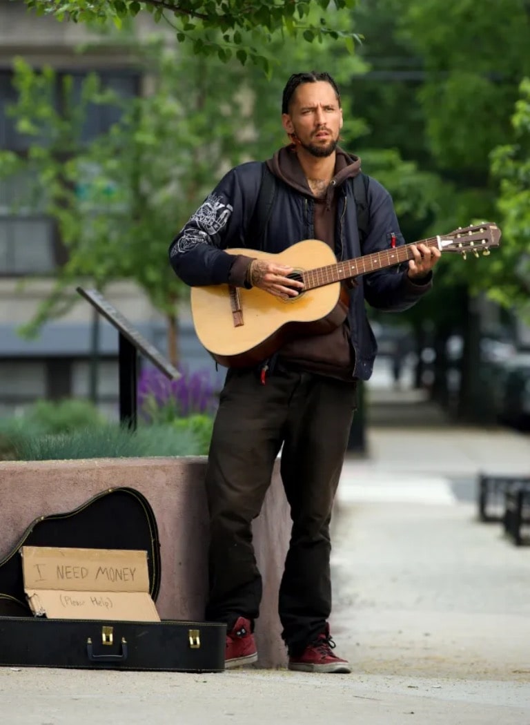 Tom’s son busked on the street 