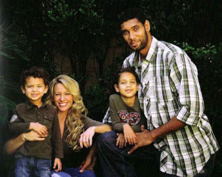 tim duncan and amy sherrill with their daughter sydney and son draven