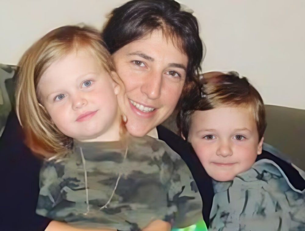 Mayim Bialik and her children Miles and Frederick