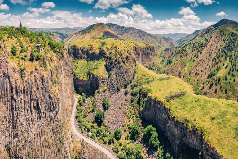majestic gorgeep of azat river canyon - a symphony of stones or basalt pillars